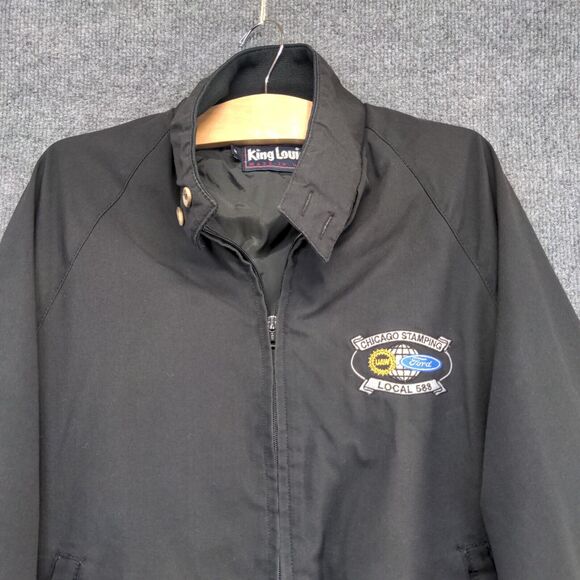King Louie Men's UAW Chicago Stamping Full Zip Jacket Black Medium Vintage Union - Picture 3 of 15